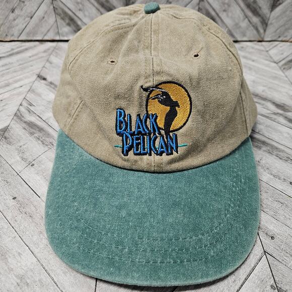 Vintage Kitty Hawk NC Hat Black Pelican Adjustable ADAMS Tan Green 90s - Picture 1 of 7